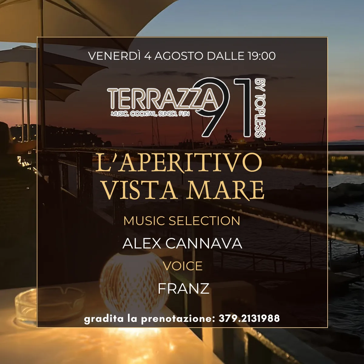 🌅✨ L'incanto dell'aperitivo alla Terrazza 91 by Topless